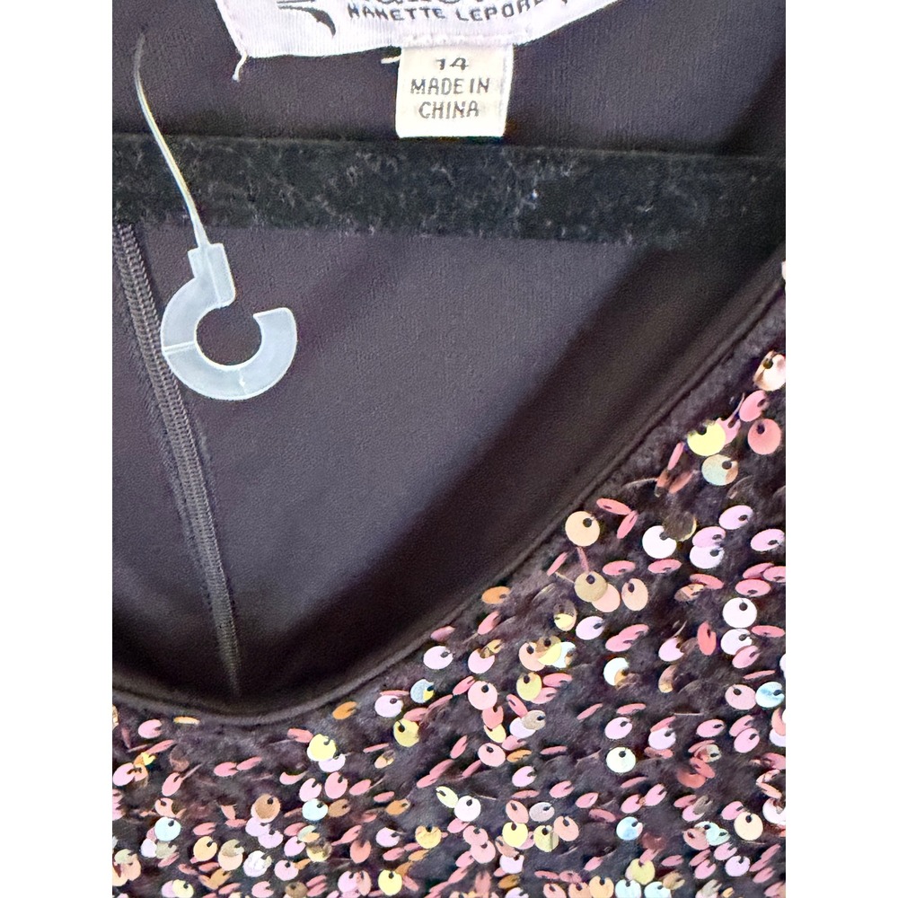 Nanette Lepore Rose Gold Sequin V-Neck Long Sleeve Dress 14 Holiday Party Glam - Picture 3 of 6